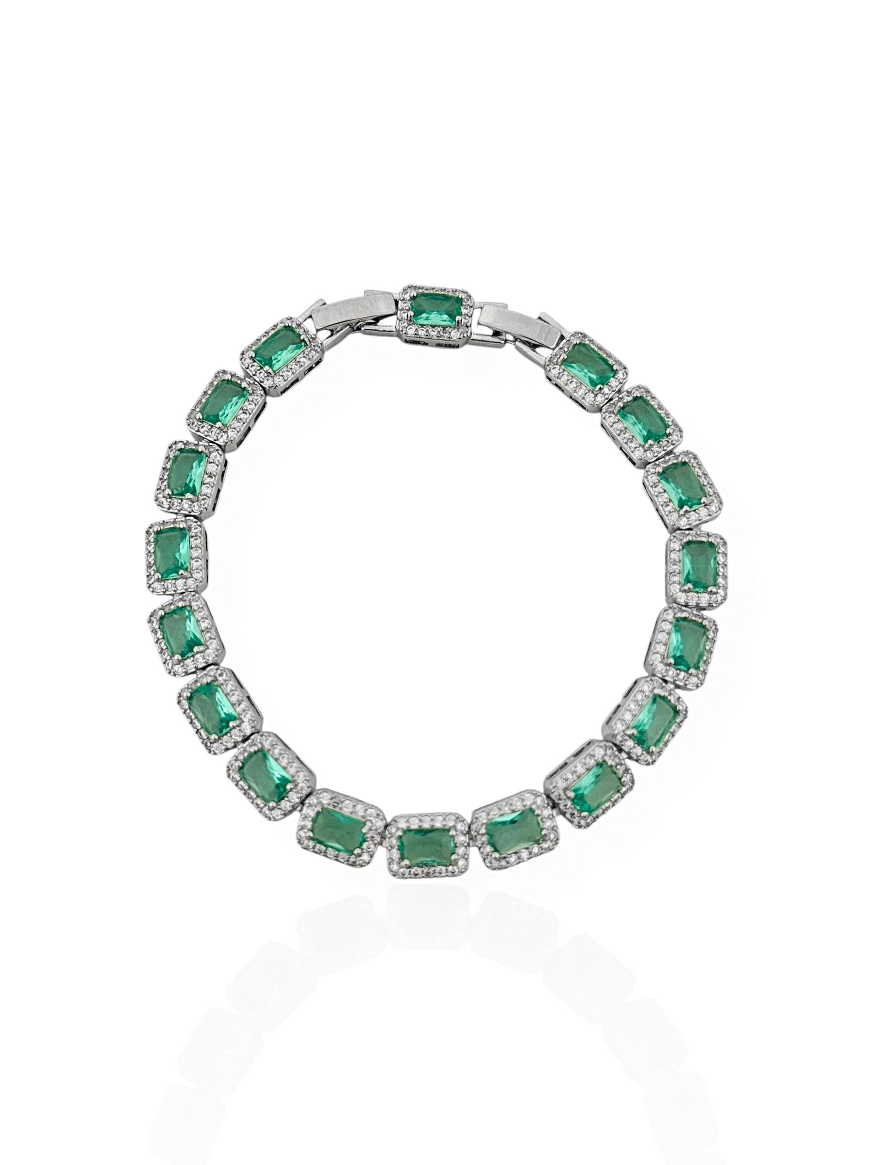 Pulseira Folheada a Ouro 18k e Prata Quadrado de Cristal