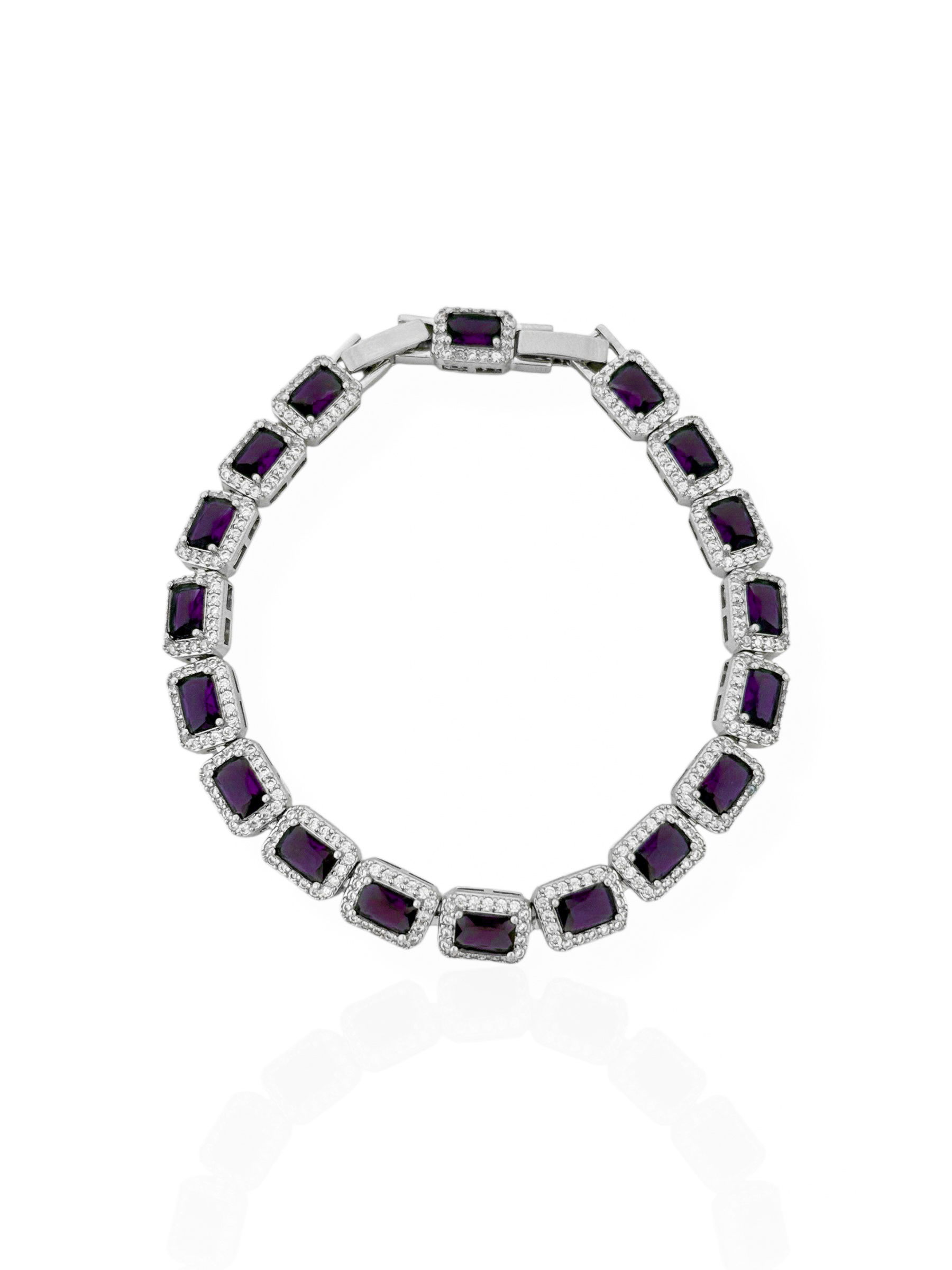 Pulseira Folheada a Ouro 18k e Prata Quadrado de Cristal