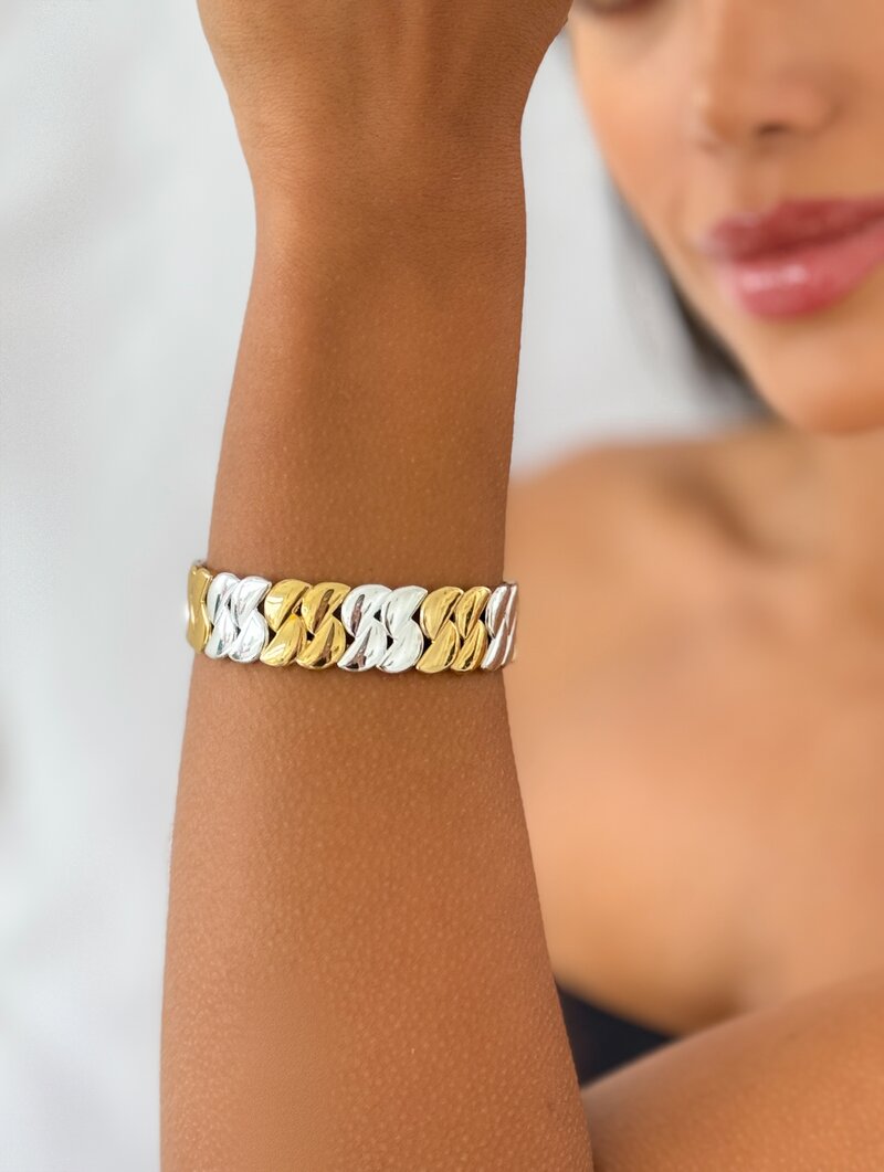 Pulseira Folheada a Ouro 18k e Prata Roma