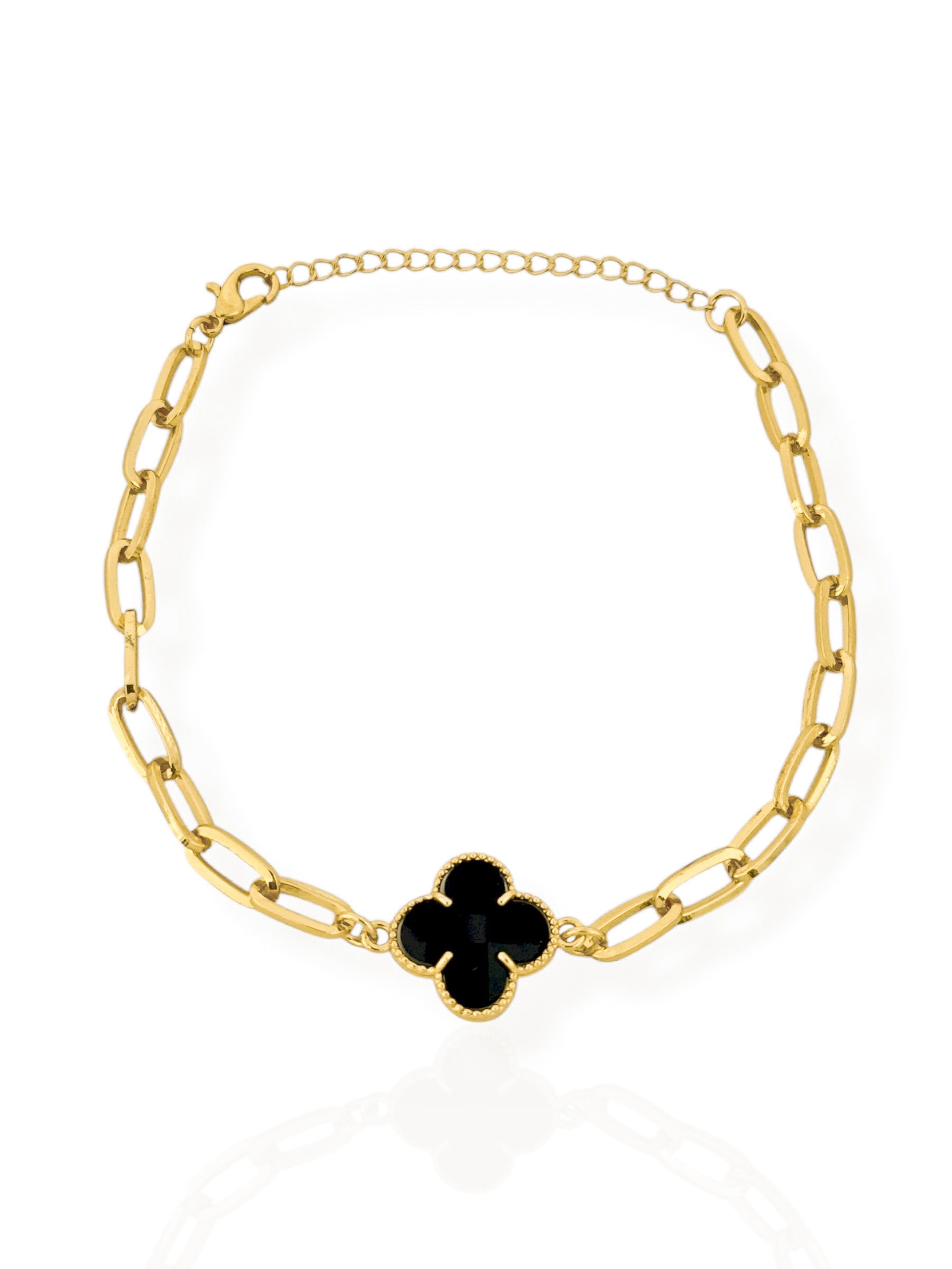Pulseira Folheada a Ouro 18k Elos Com Inspiração Vg Preto