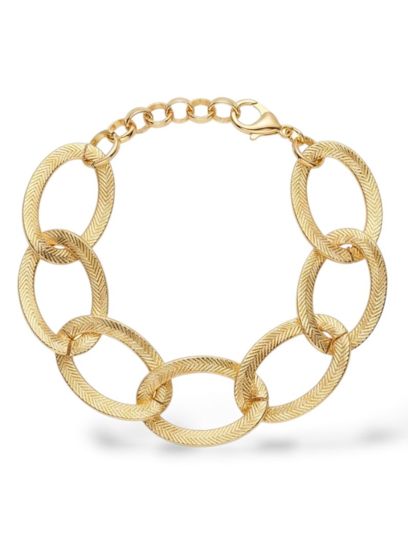 Pulseira Folheada a Ouro 18k Elos Detalhados