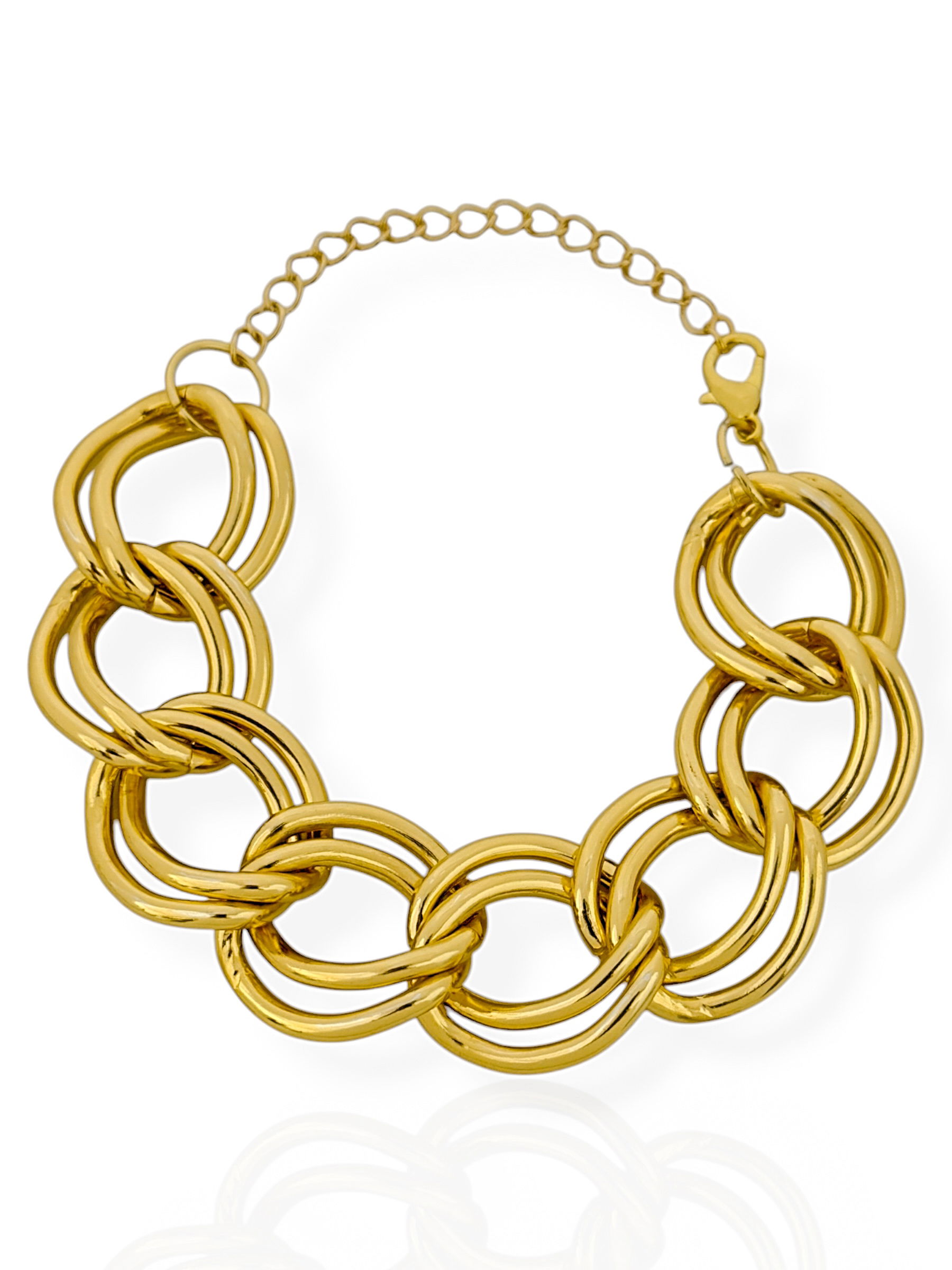 Pulseira Folheada a Ouro 18k Elos Duplos