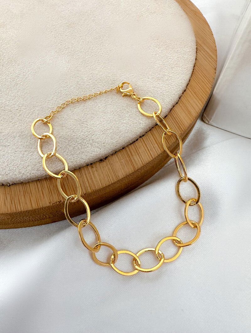 Pulseira Folheada a Ouro 18k Elos Ovais