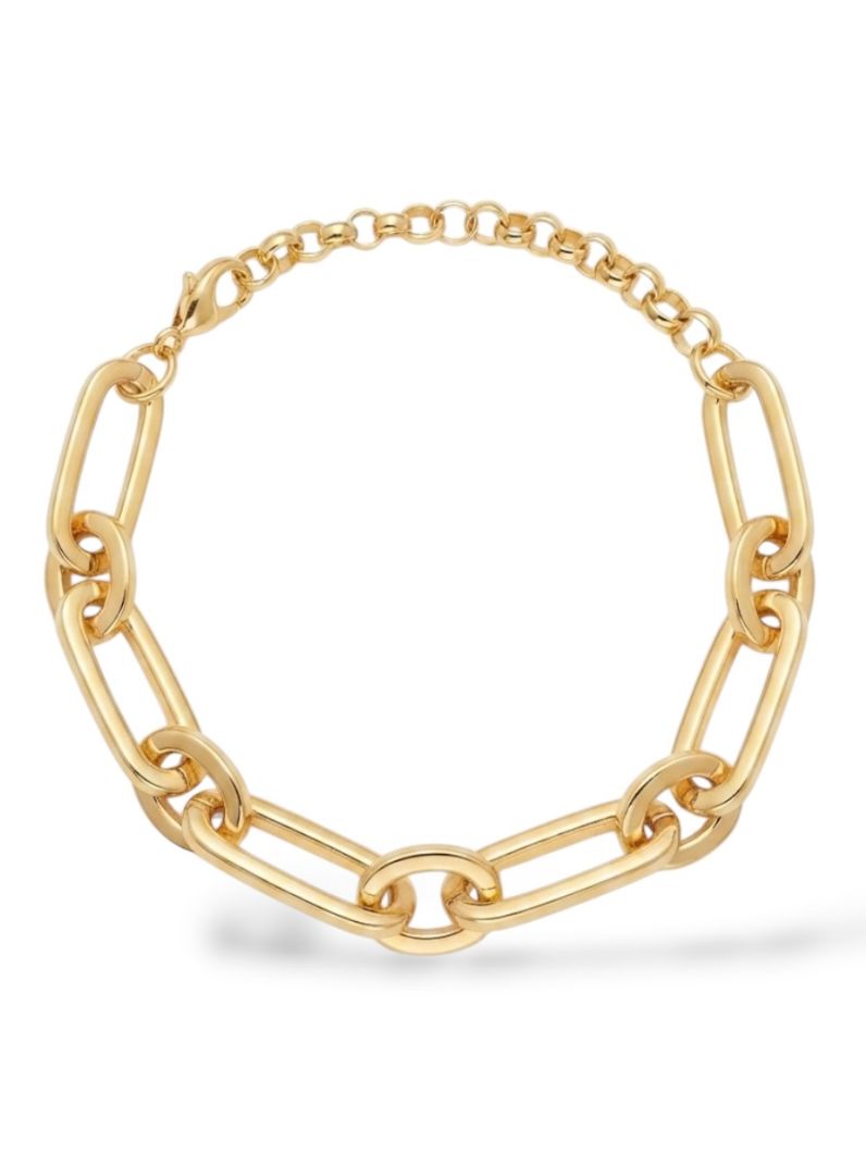 Pulseira Folheada a Ouro 18k Elos Ovais Lisos