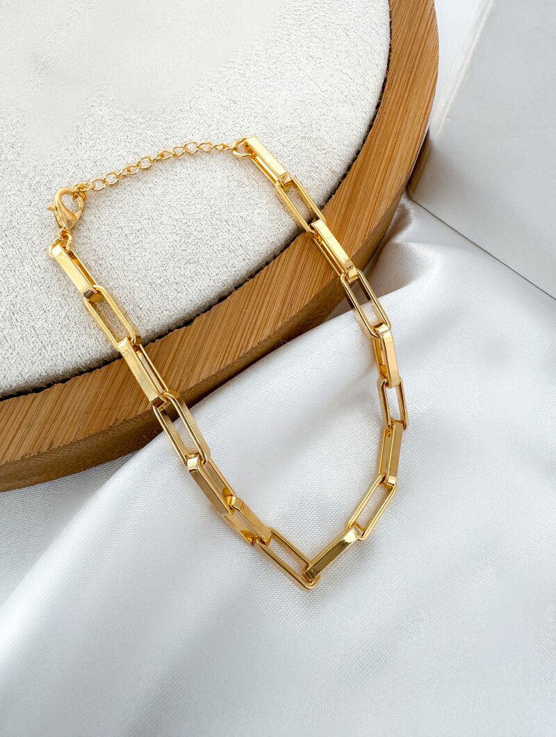 Pulseira Folheada a Ouro 18k Elos Quadrados