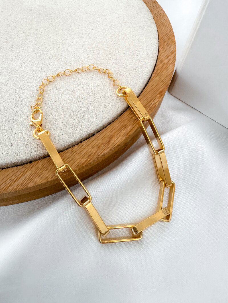 Pulseira Folheada a Ouro 18k Elos Quadrados