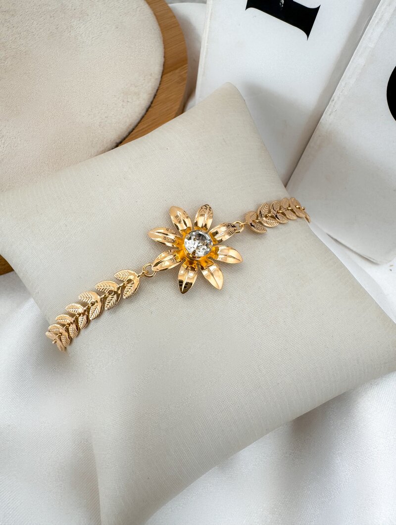 Pulseira Folheada a Ouro 18k Escamas com Flor