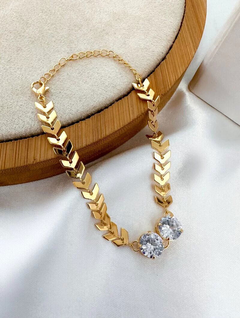 Pulseira Folheada a Ouro 18k Escamas com Zircônias