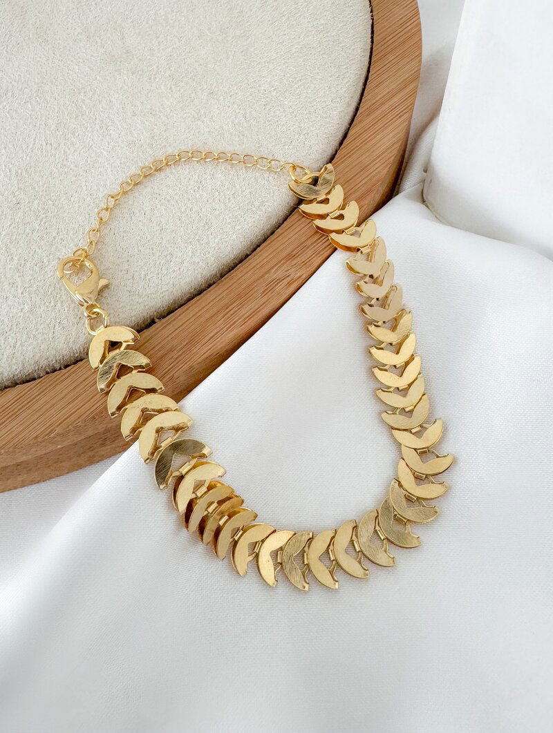 Pulseira Folheada a Ouro 18k Escamas Lisas