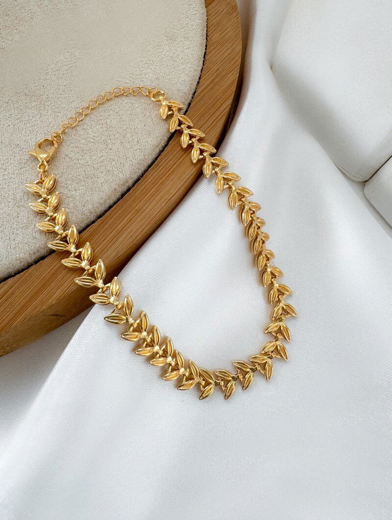 Pulseira Folheada a Ouro 18k Escamas Texturizadas