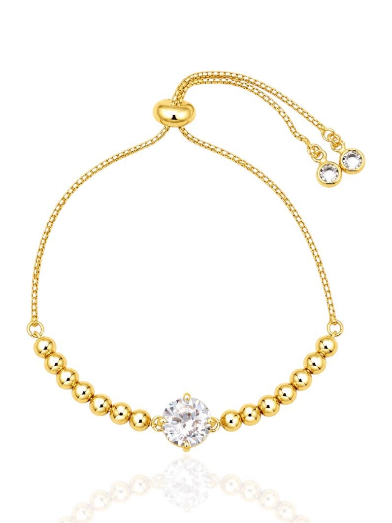 Pulseira Folheada a Ouro 18k Esferas e Ponto de Luz