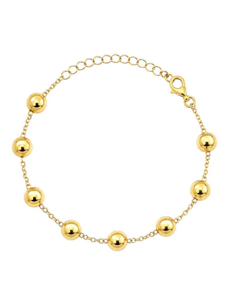 Pulseira Folheada a Ouro 18k Esferas Lisas