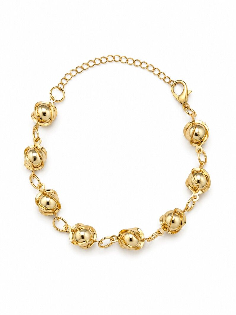 Pulseira Folheada a Ouro 18k Esferas Modernas