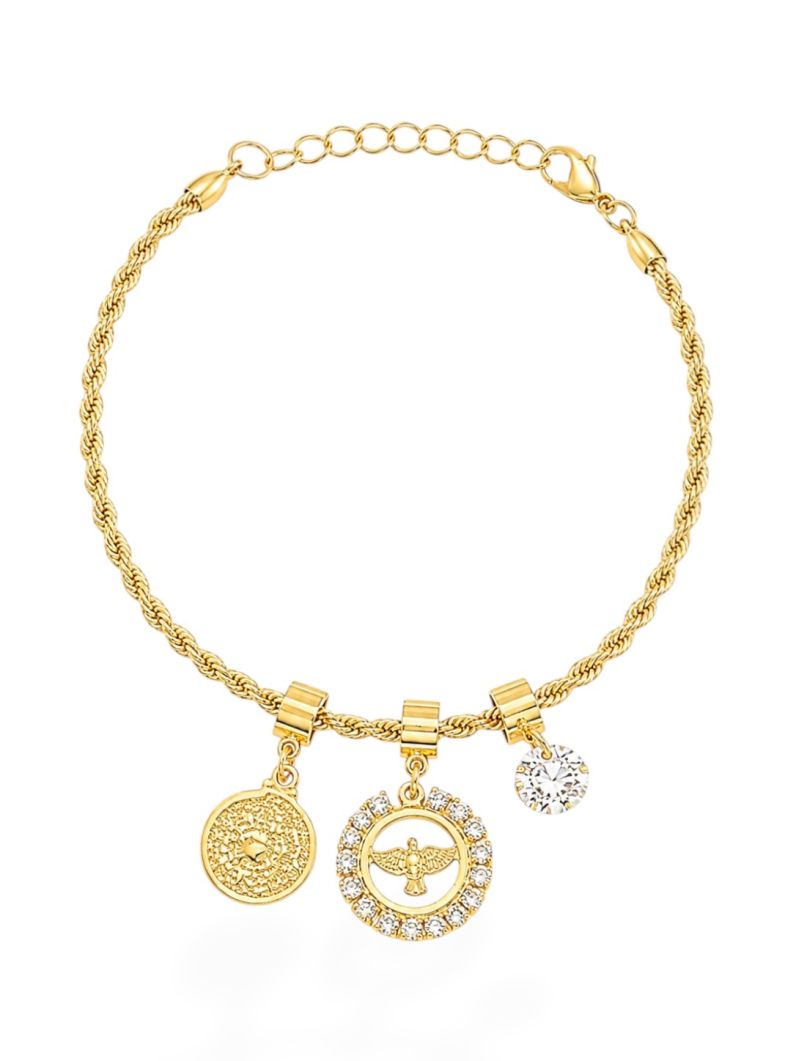 Pulseira Folheada a Ouro 18k Espirito Santo e Cordão Baiano