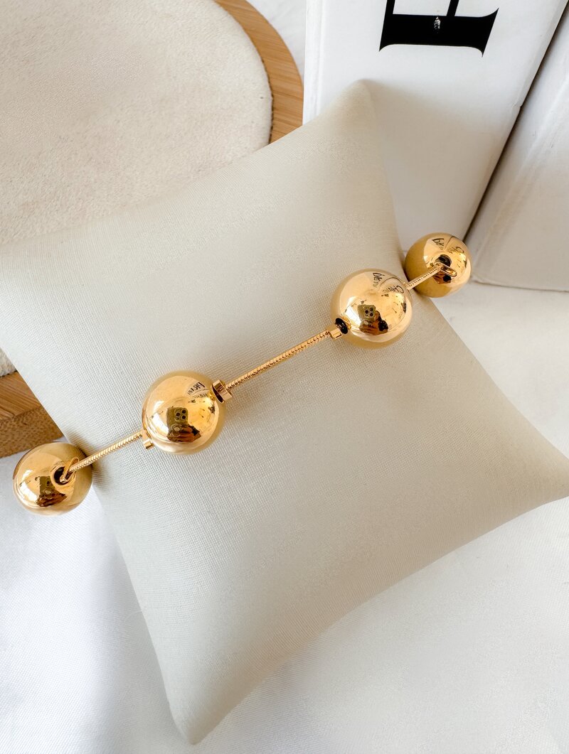 Pulseira Folheada a Ouro 18k Fio Liso com Esferas
