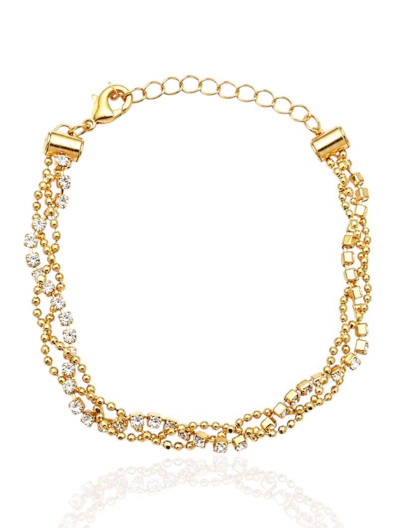 Pulseira Folheada a Ouro 18k Fios Com Zircônias
