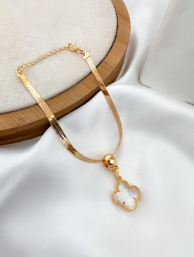 Pulseira Folheada a Ouro 18k Fita Laminada com Pingente Inspiração