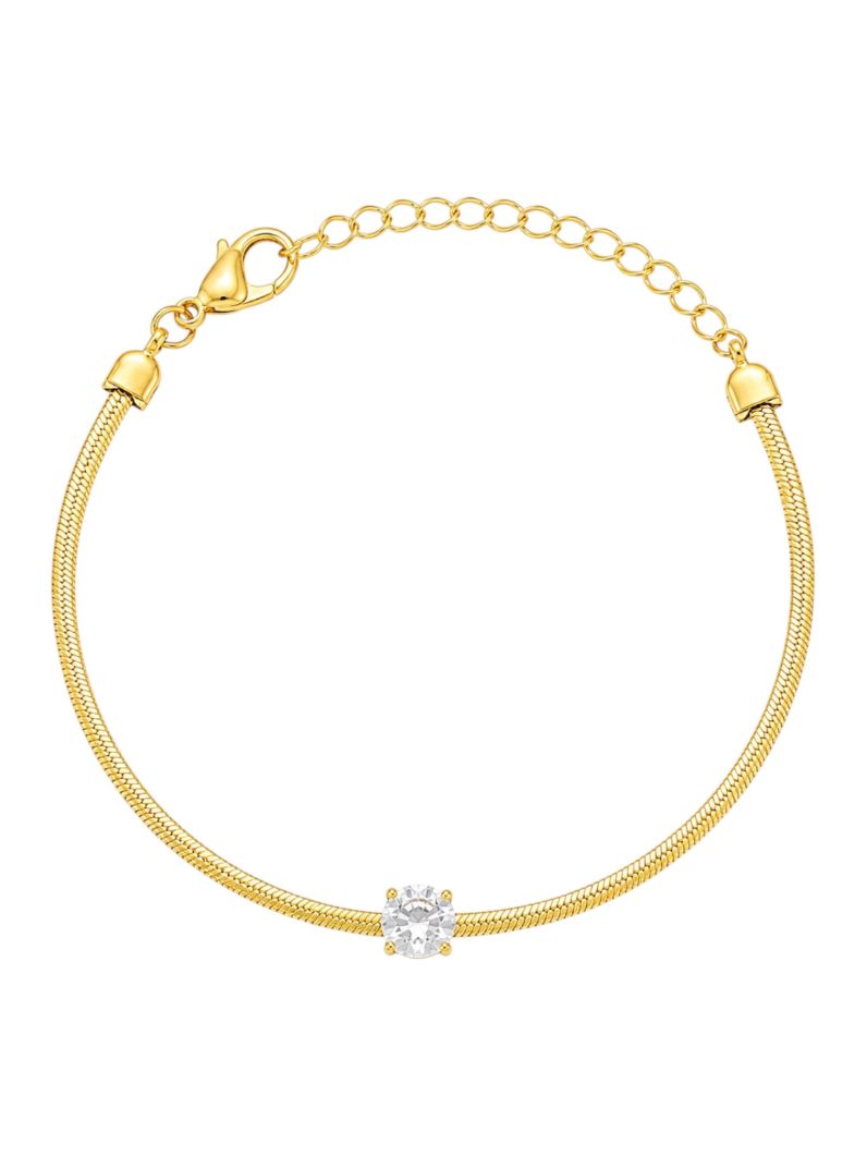 Pulseira Folheada a Ouro 18k Fita Laminada e Ponto de Luz