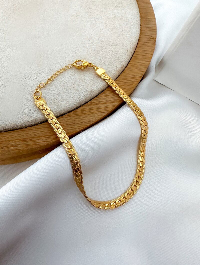 Pulseira Folheada a Ouro 18k Fita Trabalhada