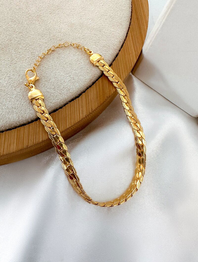 Pulseira Folheada a Ouro 18k Fita Trabalhada