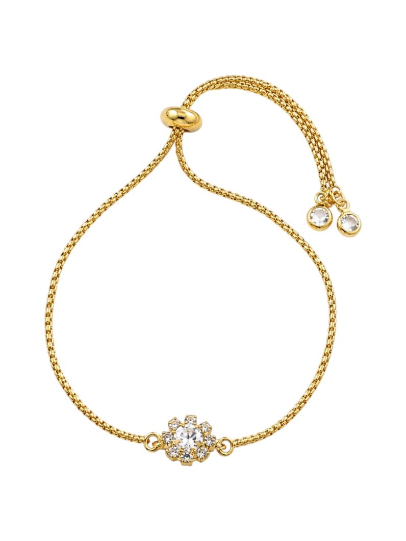 Pulseira Folheada a Ouro 18k Flor de Zircônia