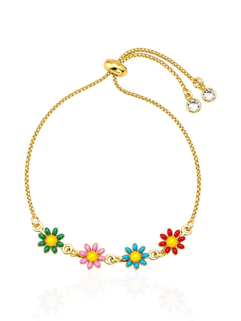 Pulseira Folheada a Ouro 18k Flores Resinadas