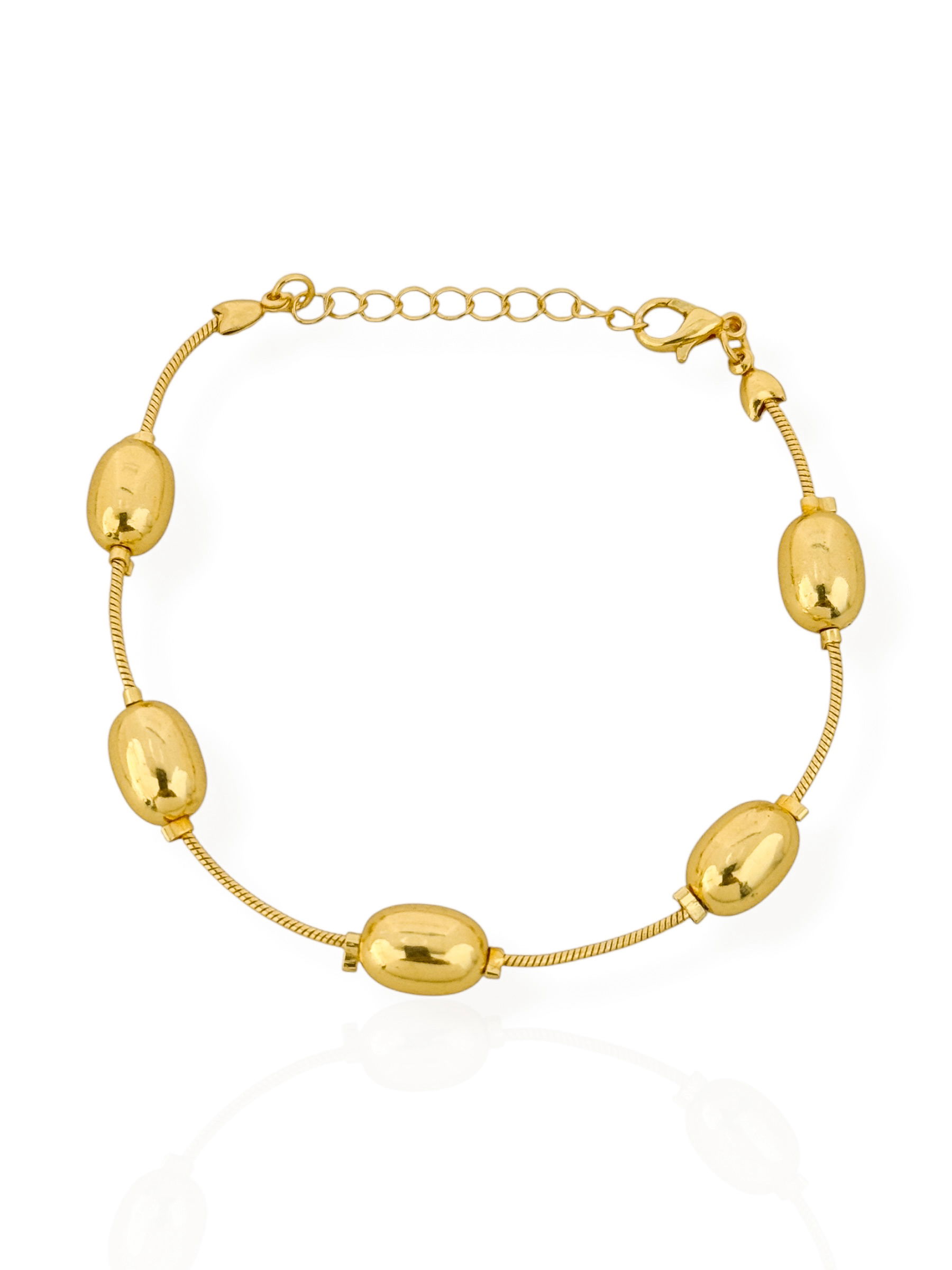 Pulseira Folheada a Ouro 18k Formas Ovais Lisas