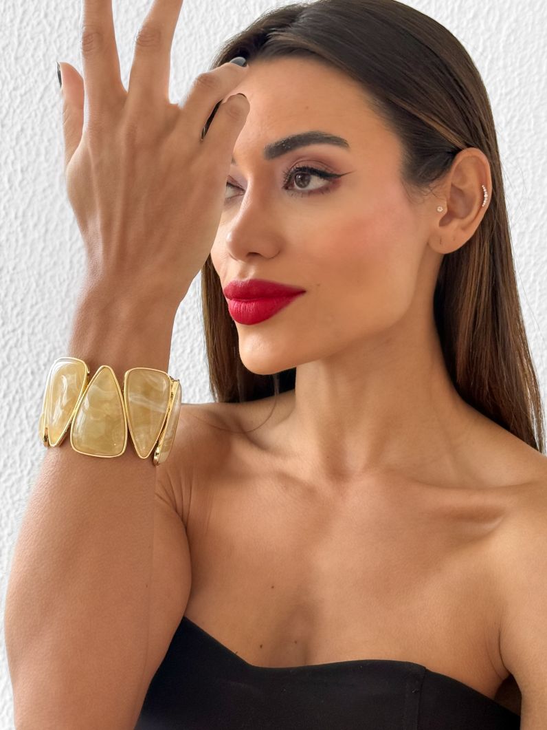 Pulseira Folheada a Ouro 18K Formas Resinadas