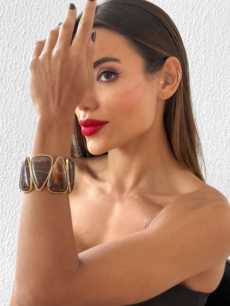 Pulseira Folheada a Ouro 18K Formas Resinadas