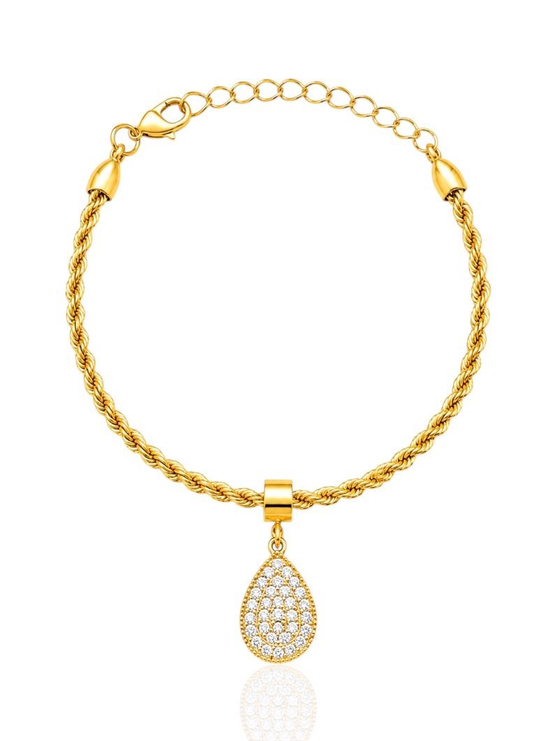 Pulseira Folheada a Ouro 18k Gota Cravejada