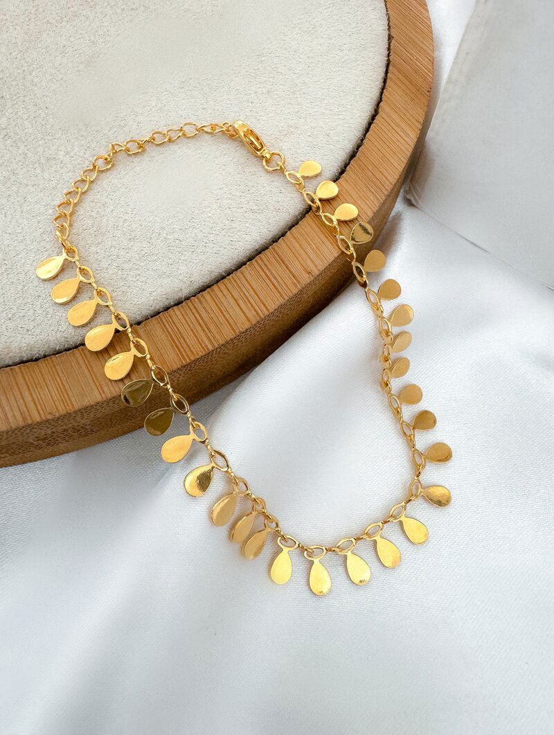 Pulseira Folheada a Ouro 18k Gotas Lisas
