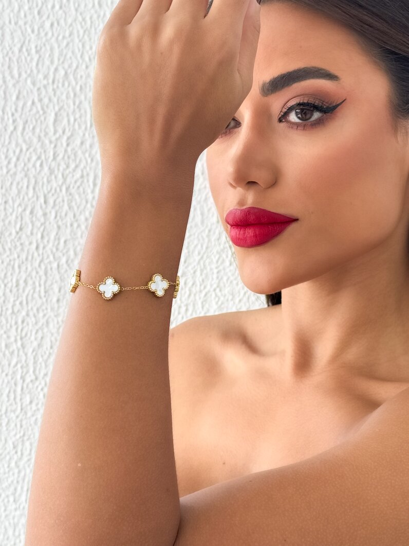 Pulseira Aço Inoxidável Ouro 18k e Prata Inspiração Vg. Resinado