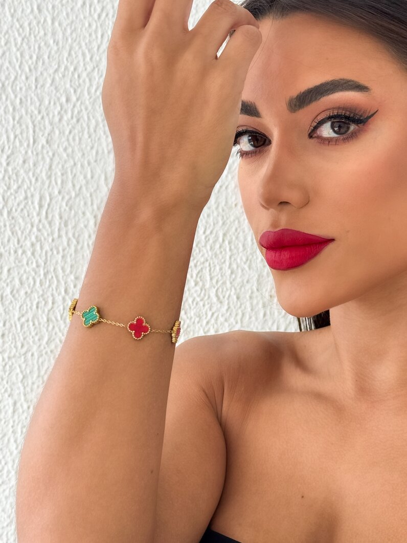 Pulseira Aço Inoxidável Ouro 18k e Prata Inspiração Vg. Resinado