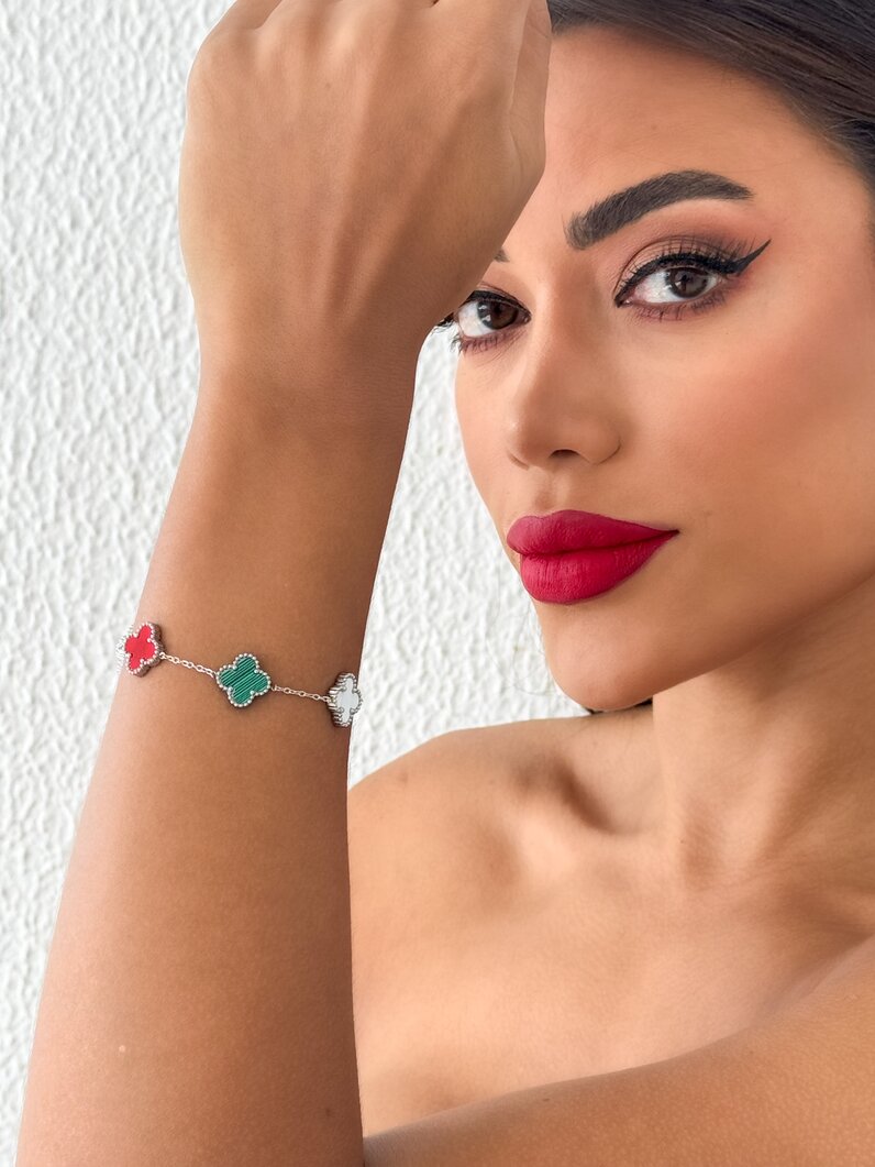 Pulseira Aço Inoxidável Ouro 18k e Prata Inspiração Vg. Resinado