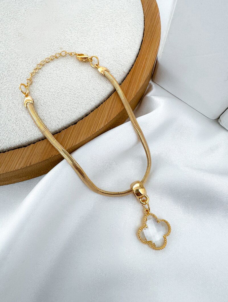 Pulseira Folheada a Ouro 18k Malha com Pingente Inspiração Virgínia