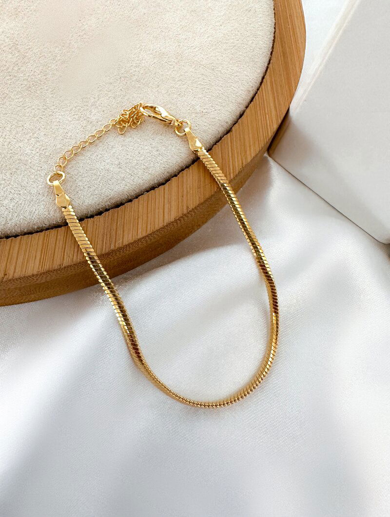 Pulseira Folheada a Ouro 18k Malha Fina