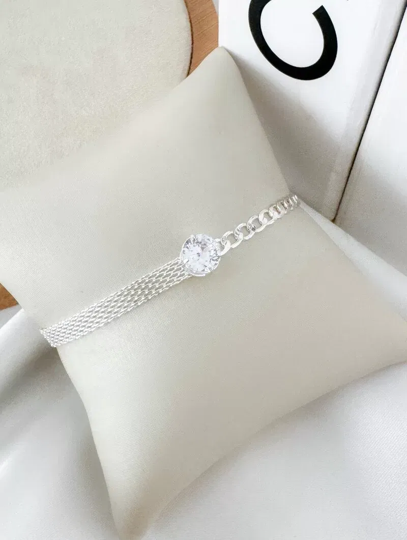 Pulseira Folheada a Ouro 18k Manta com Corrente e Zircônia