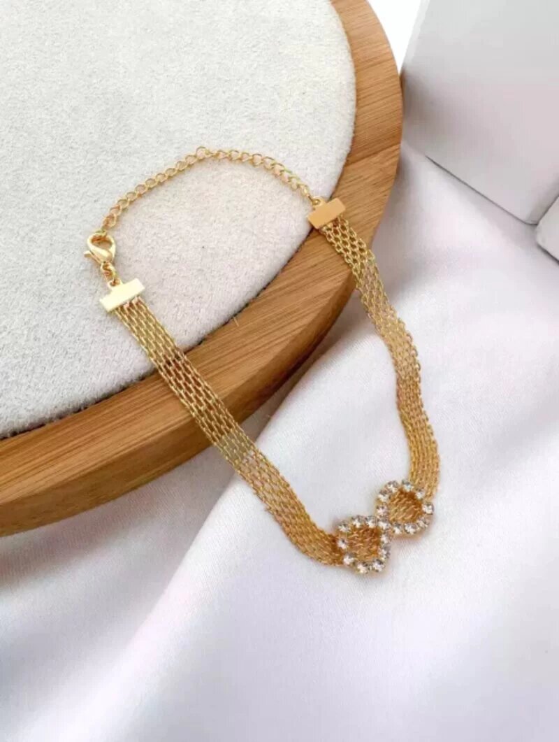 pulseira folheada a ouro 18k manta com símbolo do infinito.