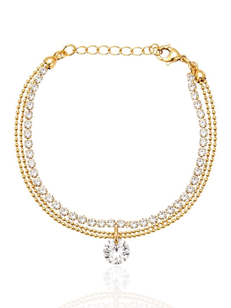 Pulseira Folheada a Ouro 18k Mini Esferas e Ponto de Luz