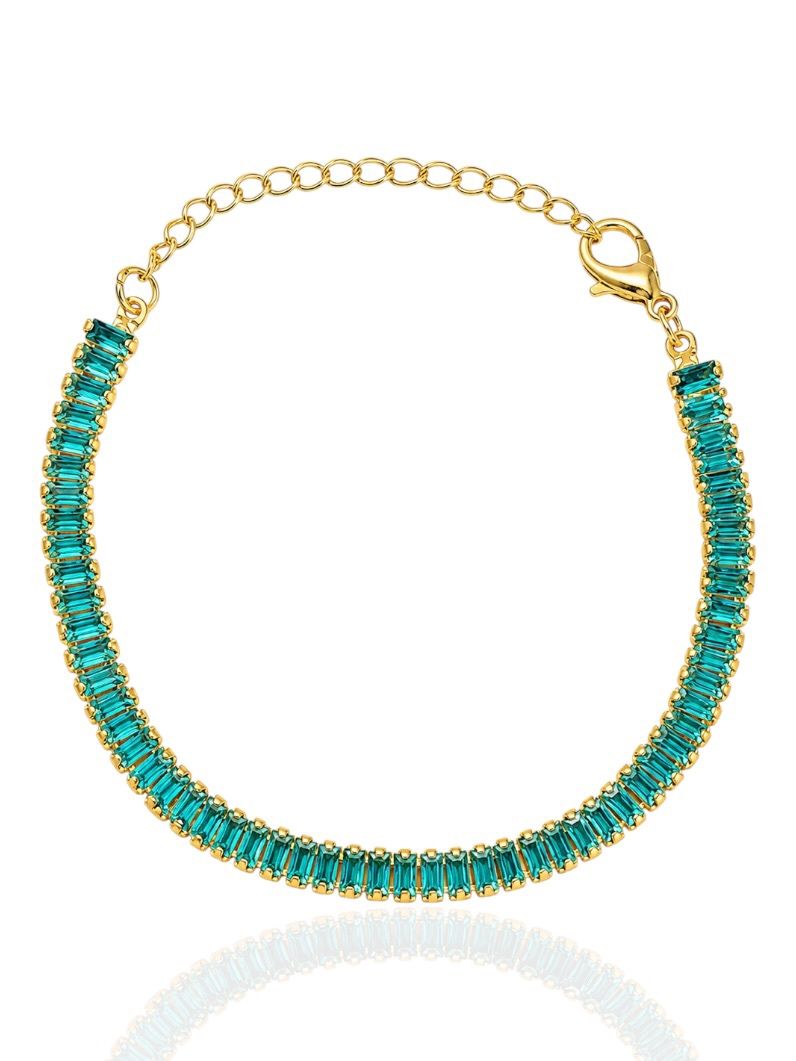 Pulseira Folheada a Ouro 18k Navete Azul Claro
