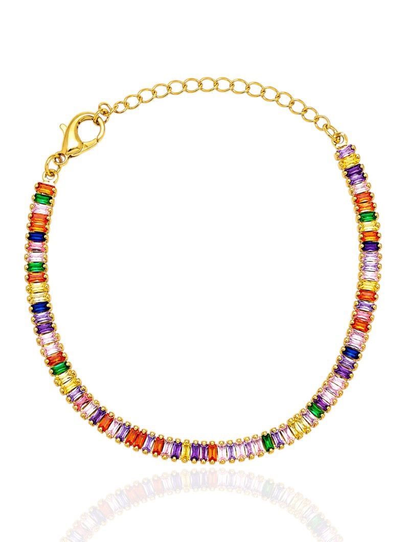 Pulseira Folheada a Ouro 18k Navete Colorido