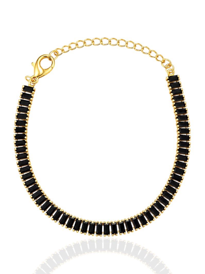 Pulseira Folheada a Ouro 18k Navete Preto