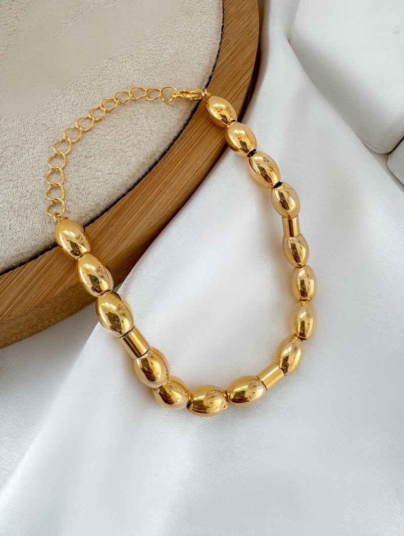Pulseira Folheada a Ouro 18k Ovais Lisos