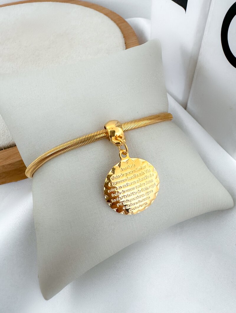 Pulseira Folheada a Ouro 18k Pingente Ave Maria