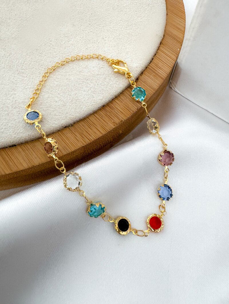 Pulseira Folheada a Ouro 18k Zircônias Coloridas