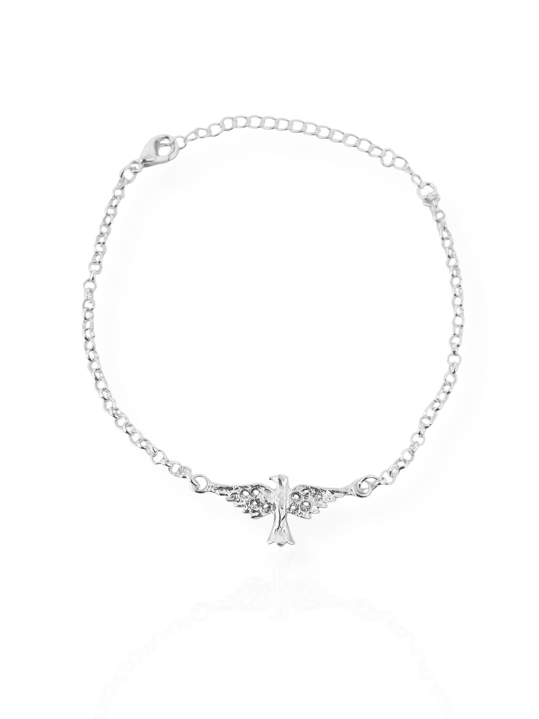 Pulseira Folheada a Prata 925 Com Espirito Santo