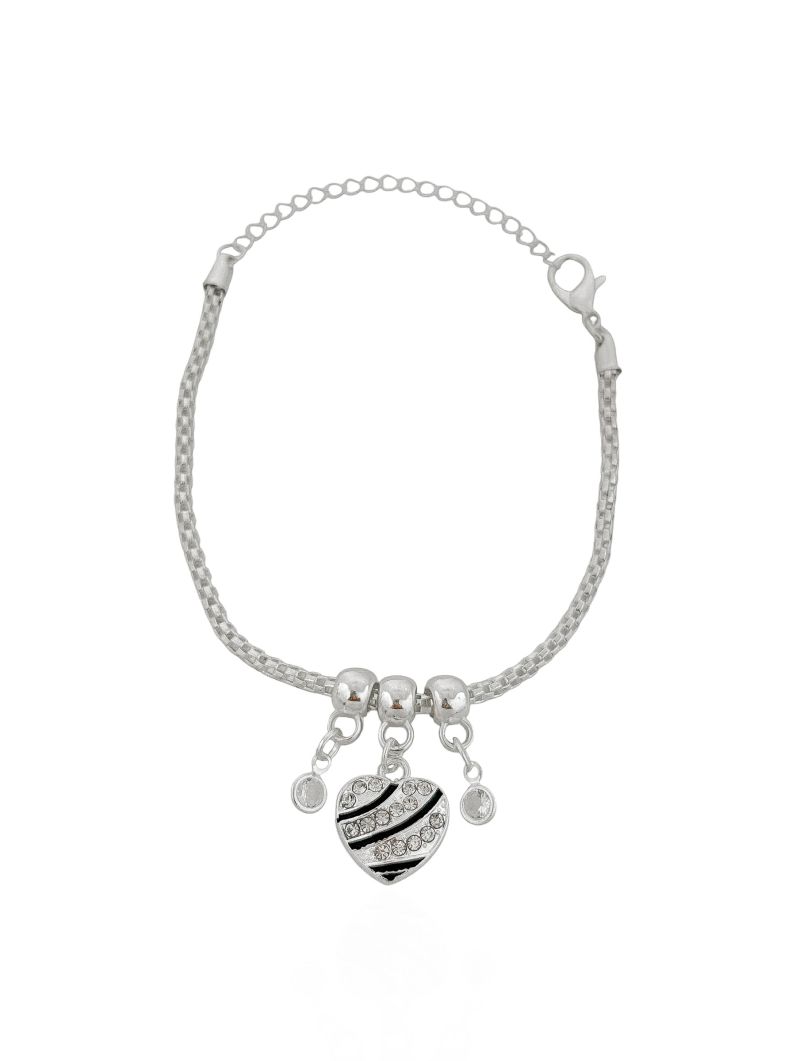 Pulseira Folheada a Prata 925 Coração e Pontos de Luz