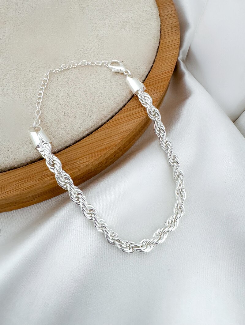 Pulseira Folheada a Prata 925 Cordão Baiano