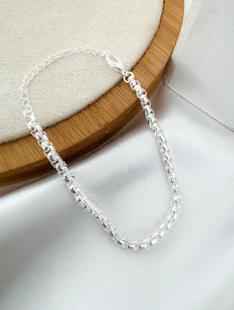 Pulseira Folheada a Ouro 18k e Prata 925 Corrente Quadrada