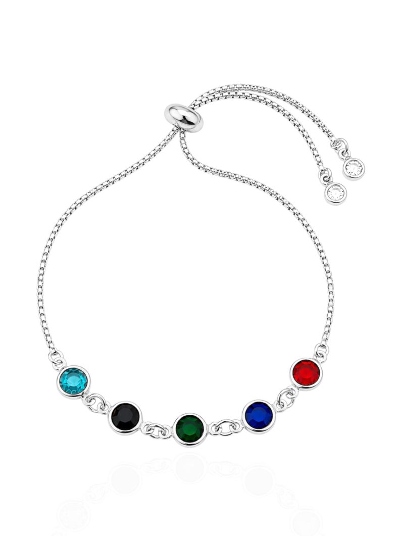 Pulseira Folheada a Prata 925 Cristais Coloridos